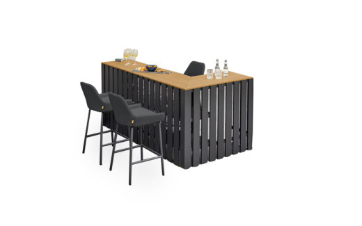 BAR LUNA ALU GRIS + PLATEAU TECK