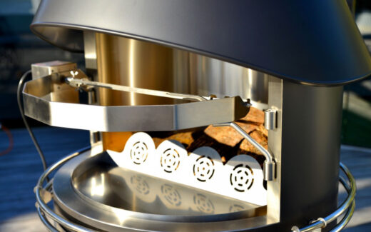 Rotisserie électrique Inox pour cheminée d'extérieur Nicolazi Design